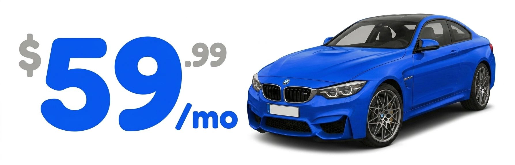 Blue vehicle representing low-cost car insurance offer starting at $59 per month